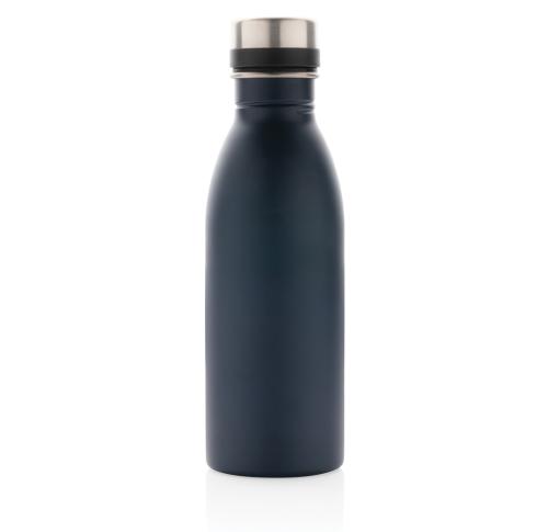 Printed Recycled Stainless Steel Deluxe Metal Water Bottle 500ml Navy Blue