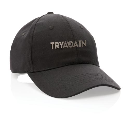 Custom Recycled Cotton Baseball Cap With AWARE™ Tracer Impact 6 Panel 190gr Black  