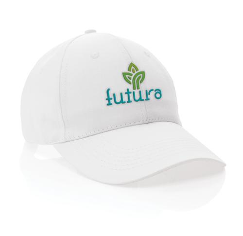 Custom Recycled Cotton Baseball Cap With AWARE™ Tracer Impact 6 Panel 190gr White