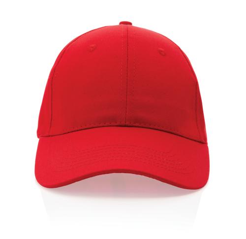 Embroidered Recycled Cotton Baseball Cap With AWARE™ Tracer Impact 6 Panel 190gr Red
