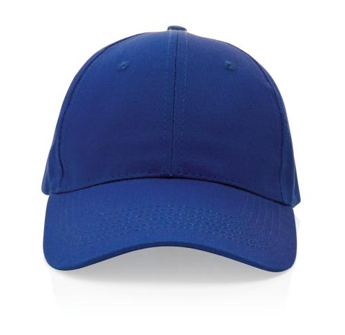 Embroidered Recycled Cotton Baseball Cap With AWARE™ Tracer Impact 6 Panel 190gr Blue