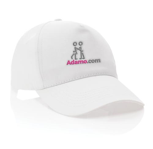 Promotional Recycled Cotton Cap With AWARE™ Tracer Impact 5 Panel 190gr  - White