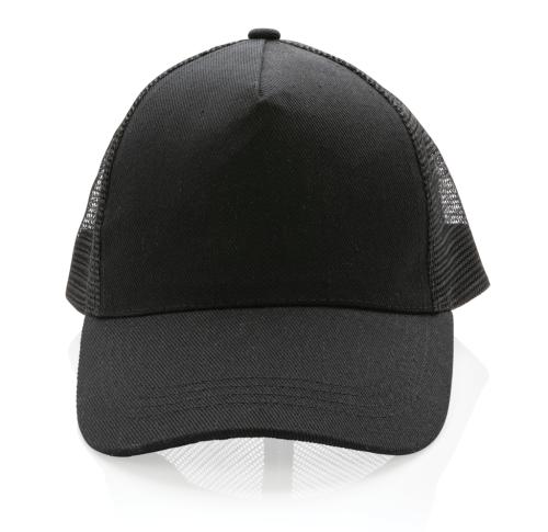 Eco Branded Brushed Rcotton  Baseball Trucker Cap  5 Panel 190gr Impact AWARE™ - Black