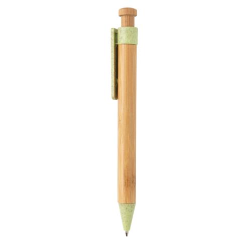 Bamboo pen with wheatstraw clip