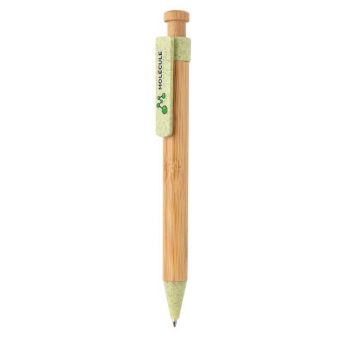 Custom Logo Bamboo Pens With Wheatstraw Clip