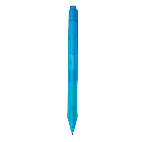 Branded Frosted Pen With Silicone Grip X9 Blue
