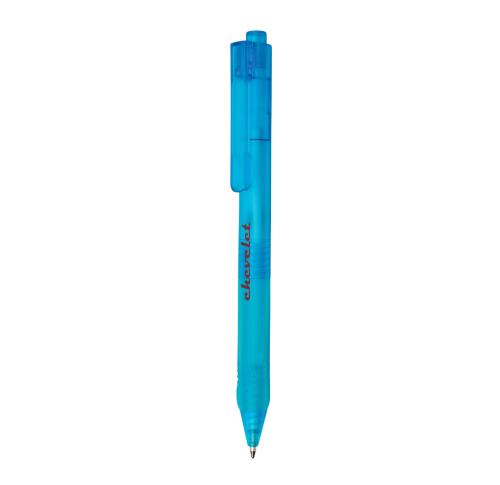 Branded Frosted Pen With Silicone Grip X9 Blue