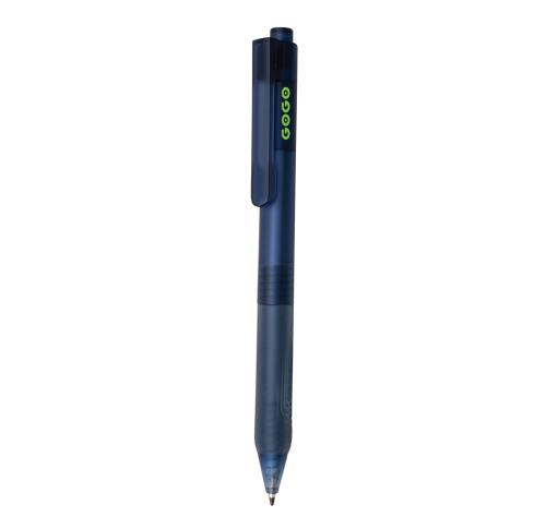 Navy Blue Promotional X9 Frosted Pen With Silicone Grip