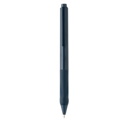 Printed Business Pen With Silicone Grip X9 Solid Navy Blue