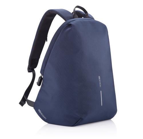 Bobby Soft, Anti-theft Backpacks Printed Logo  - Navy Blue