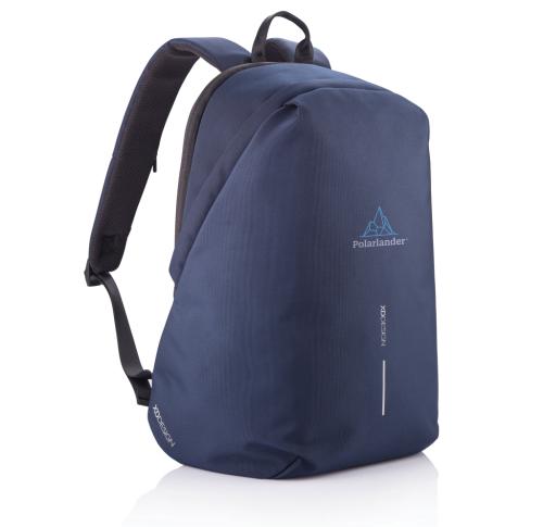 Bobby Soft, Anti-theft Backpacks Printed Logo  - Navy Blue