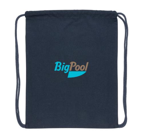 Branded Recycled Cotton Drawstring Backpack 145g Impact AWARE™ Navy Blue