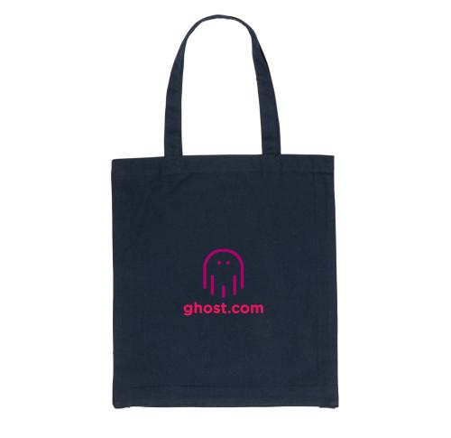 Logo Printed Recycled Cotton Tote Shopper Bags W/bottom 145g Impact AWARE™ Navy Blue