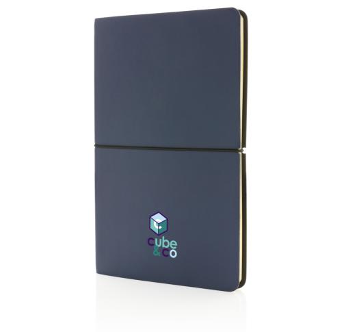 Branded Navy Blue Modern Deluxe Softcover A5 Notebooks
