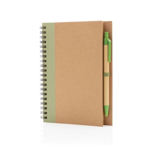 Kraft spiral notebook with pen