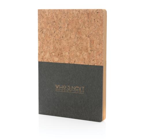 Branded A5 Cork & Kraft Notebooks -  Black