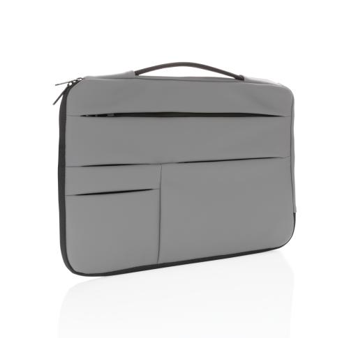 Custom Printed Grey Smooth PU 15.6 Laptop Sleeve With Handle