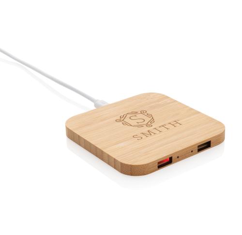 Bamboo 5W wireless charger with USB