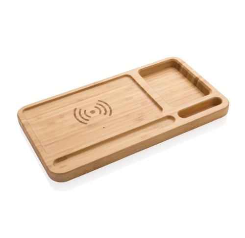 Bamboo desk organiser 10W wireless charger