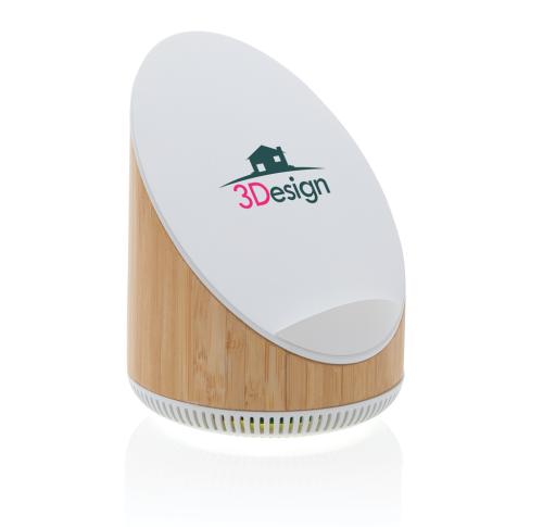 Ovate bamboo 5W speaker with 15W wireless charger