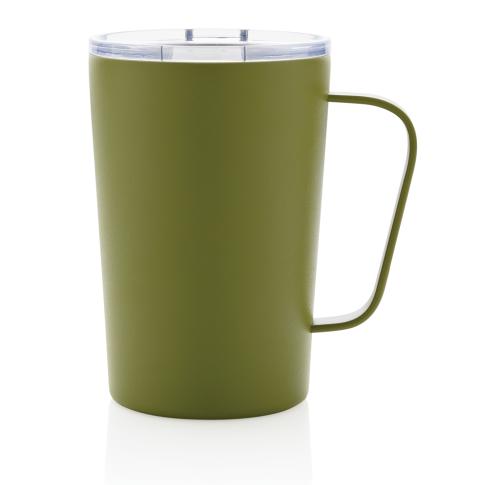 Custom Recycled Stainless Steel Modern Vacuum Mugs With Lid Green 420ml