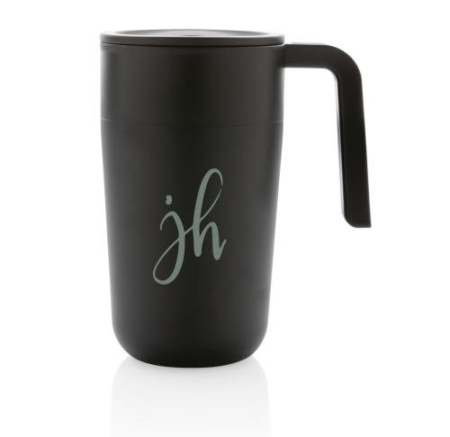 GRS Recycled PP And Stainless Steel Coffee  Mug With Handle Black