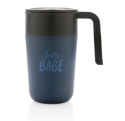 GRS Recycled PP And Stainless Steel Coffee Mug With Handle Navy Blue
