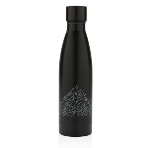Branded RCS Certified Recycled Stainless Steel Solid Vacuum Bottle - Black