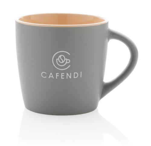 Promotional Ceramic Mug With Coloured Inner - Grey / Brown