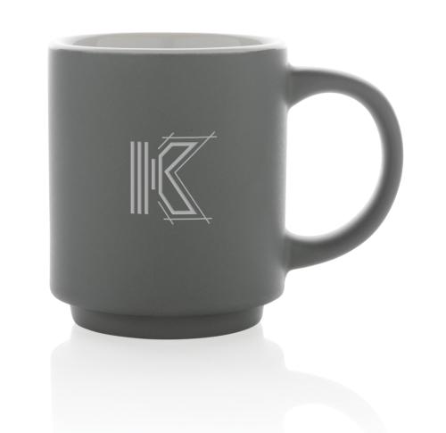 Promotional Ceramic Stackable Mugs - Grey 180ml
