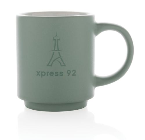 Promotional Logo Ceramic Stackable Mugs Green 180ml Dishwasher Safe