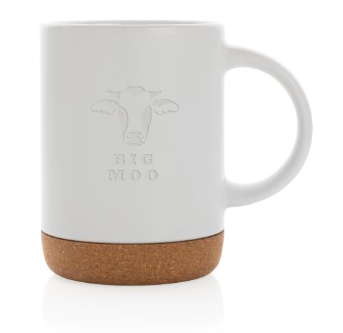 Pinted Business Ceramic Coffee Mugs With Cork Base White 280ml
