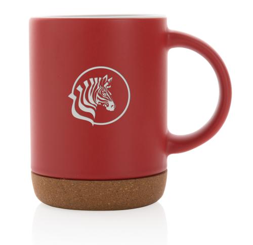 Promotional Ceramic Mug With Cork Base 280ml - Red