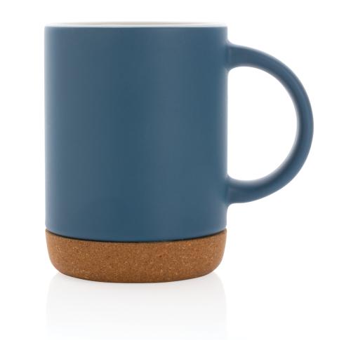 Branded Ceramic Mug With Cork Base - Blue