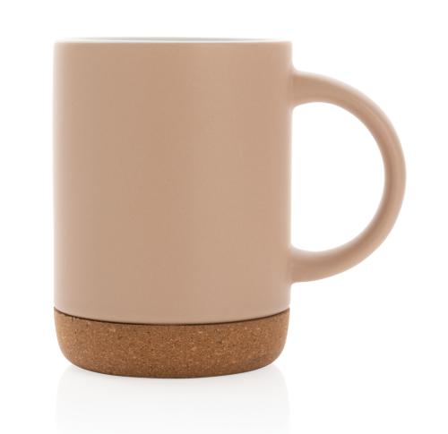 Ceramic Mug With Cork Base 280ml Custom Logo Beige