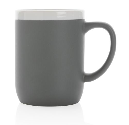 Printed Ceramic Mug With White Rim 350ml - Grey / White