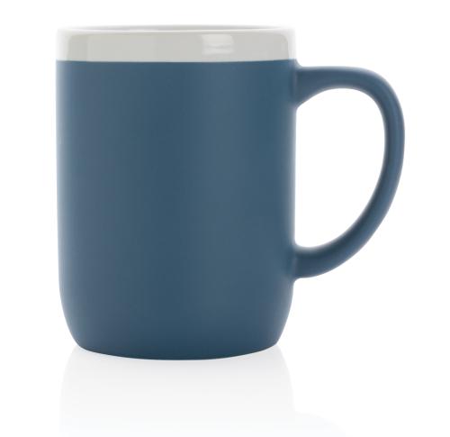 Ceramic Mugs With White Rim Printed Logo 300ml Blue