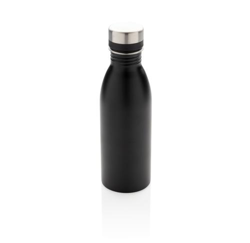 Printed Recycled Stainless Steel Deluxe Metal Water Bottle 500ml Black