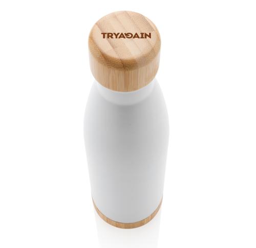 Vacuum stainless steel bottle with bamboo lid and bottom