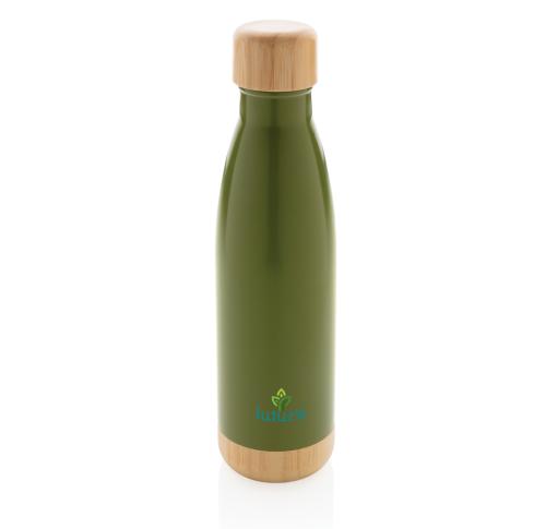 Vacuum stainless steel bottle with bamboo lid and bottom