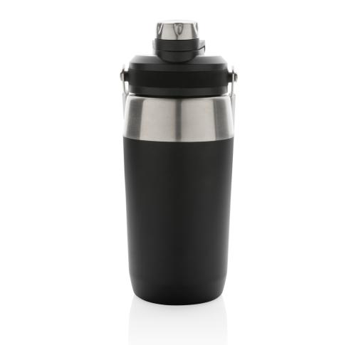 Printed Vacuum Stainless Steel Dual Function Lid Bottles 500ml Black