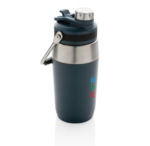 Promotional Vacuum Stainless Steel Dual Function Lid Bottles 500ml - Navy Blue