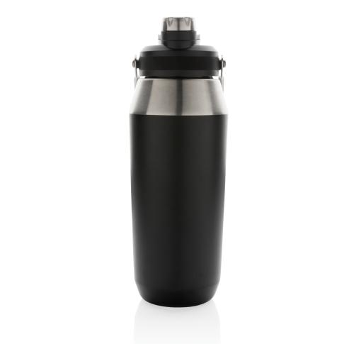 Printed Vacuum Stainless Steel Dual Function Lid Bottles 1L Black