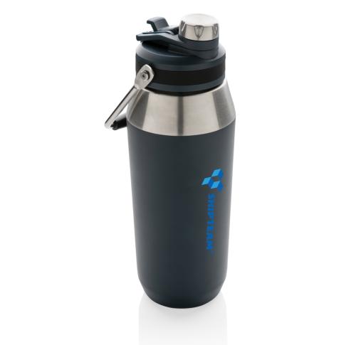 Printed Vacuum Stainless Steel Dual Function Lid Bottle 1L Navy Blue