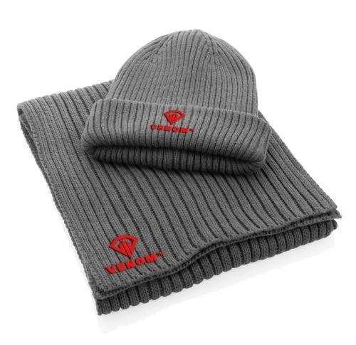 Custom Knitted Scarf 180 X 25cm Impact AWARE™ GreyPolylana® 