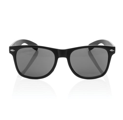 Printed Logo Eco GRS Recycled Plastic Sunglasses - Black