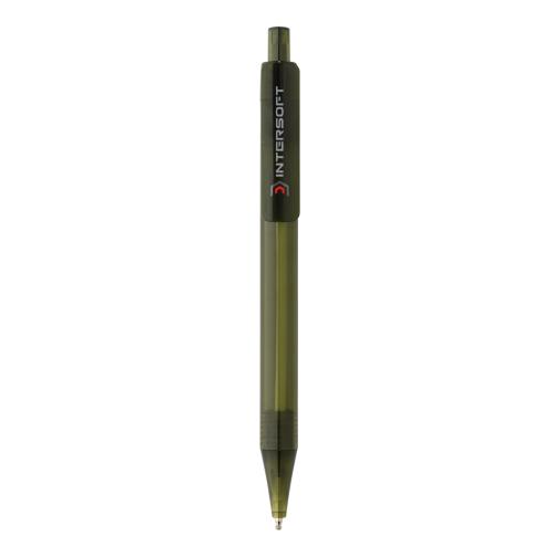 Recycled Custom Printed Transparent Pen GRS RPET X8 Green