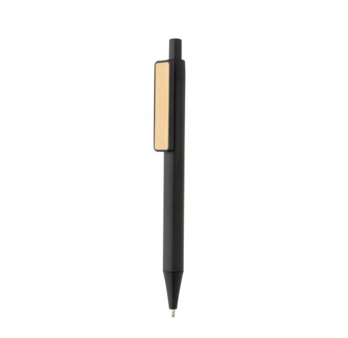 Branded Recycled Pen With Bamboo Clip GRS RABS Black