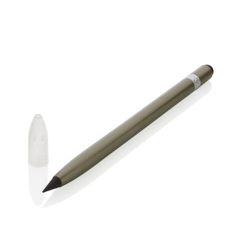 Aluminum Inkless Pen With Eraser Custom Printed - Green