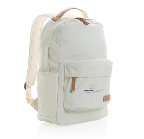 Branded Recycled Canvas Backpacks Cream Impact AWARE™ 16 Oz. 